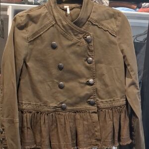 Free People Brown Utility Jacket with Feminine Silhouette